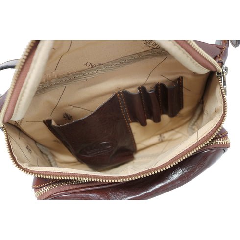 Leather Fanny Pack Waist Bag Floto Brown 4